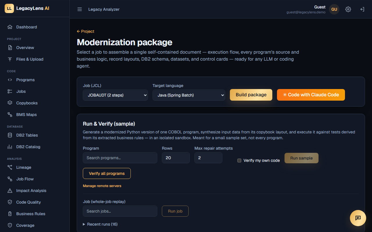 LegacyLens modernization package